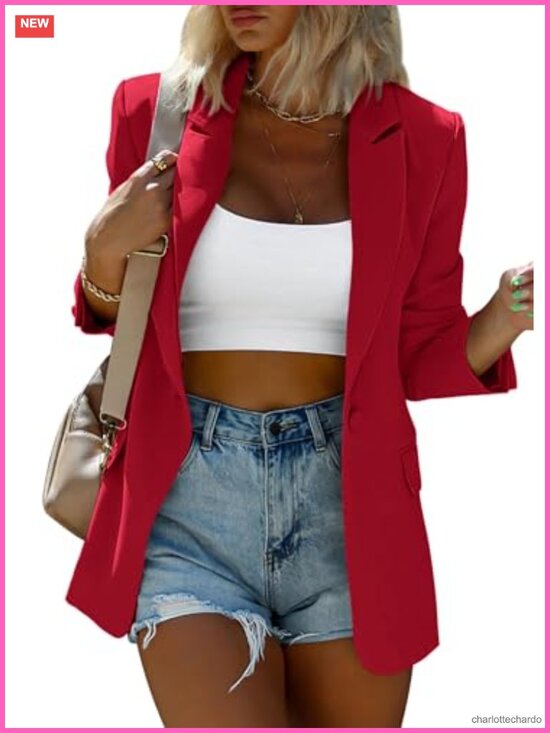 Jackets & Blazers - Womens Blazer 2026 Fall Business Casual Oversized Twill Long Sleeve Lapel Notch
